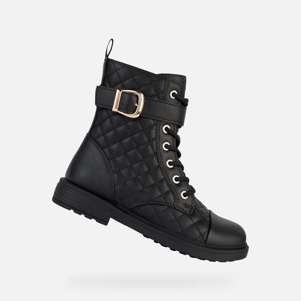 Geox NWT Girls’ Eclair 30 Synthetic Leather Boots Black Youth US 12